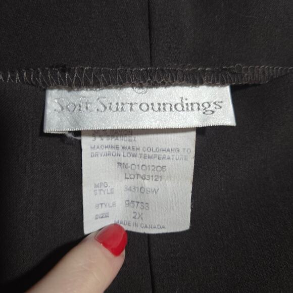 Vtg Soft Surroundings Plus 2X Pullon Brown Mocha Cropped Wide Leg Pant Classic - Picture 3 of 6